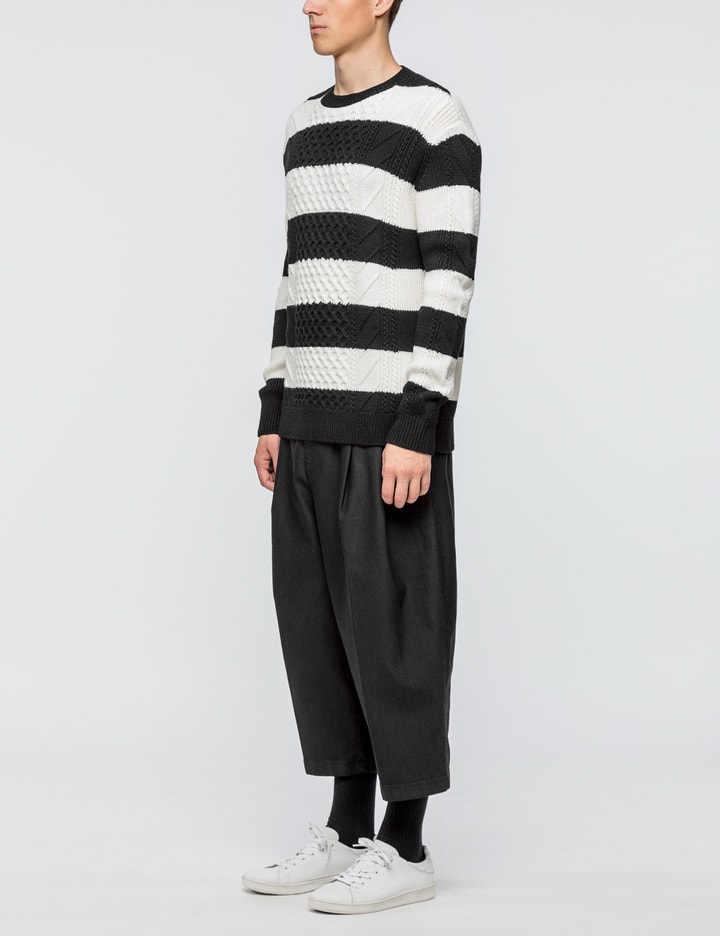 Striped Cable Crewneck Sweater Placeholder Image