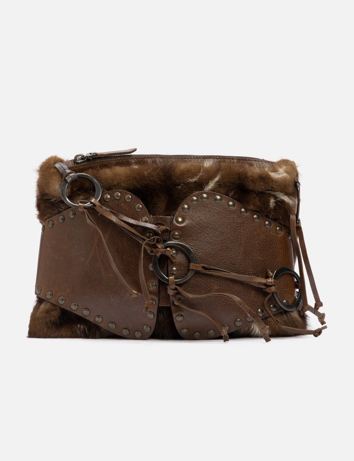 Marni Fur Studded Belt Shoulder Bag