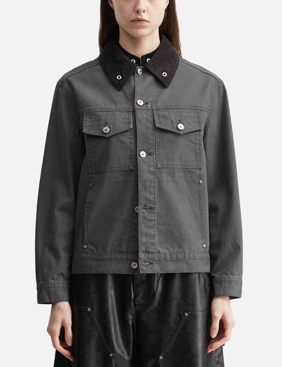 Team Wang Design Reset Patchwork Washed Jacket In Gray