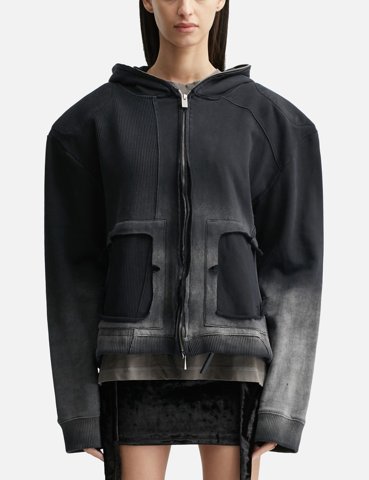 Panelled Padded Zipped Grey Hoodie Placeholder Image