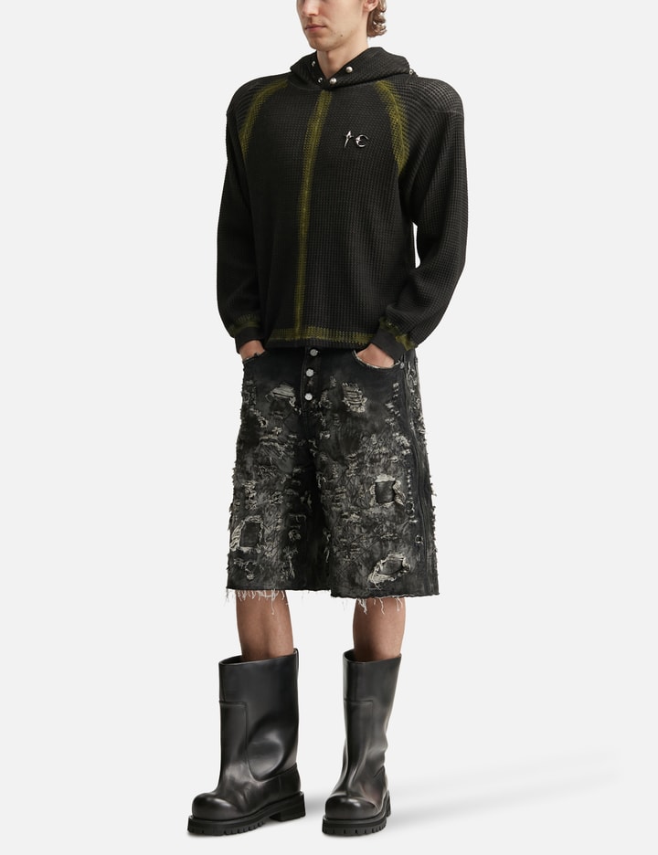 THUG CLUB Bulk Shoulder Painted Line Waffle Hoodie