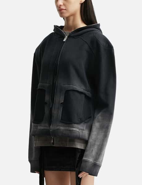 Panelled Padded Zipped Grey Hoodie view 7