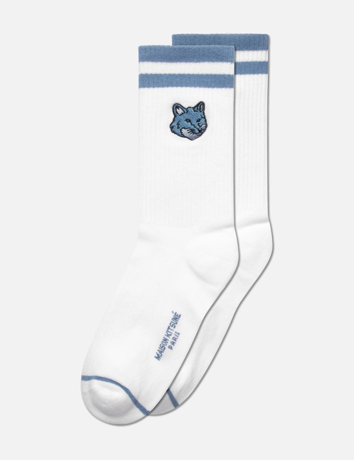 Maison Kitsuné Bold Fox Head Sporty Socks In Blue
