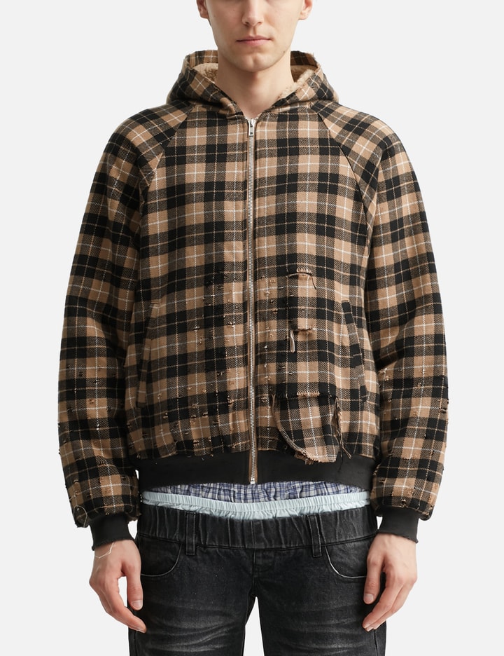Praying Plaid Shearling Hoodie
