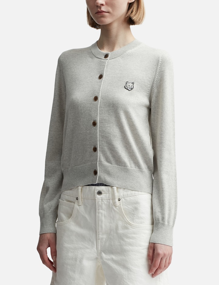 Maison Kitsuné Bold Fox Head Cardigan In Grey