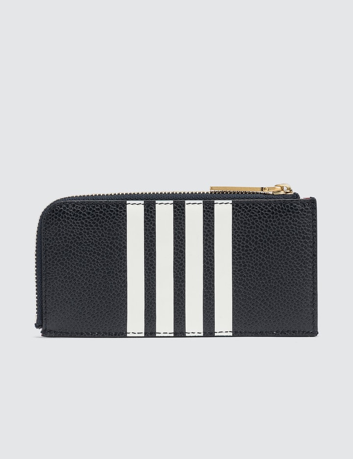 Pebble Grain and Calf Leather Half Zip Around Wallet with Contrast 4 Bar Stripe Placeholder Image