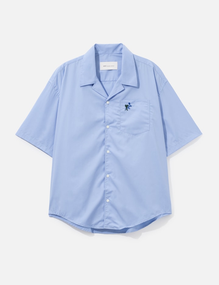 Ami Boxy Cotton Short-Sleeve Shirt With Ami De Coeur Tulip