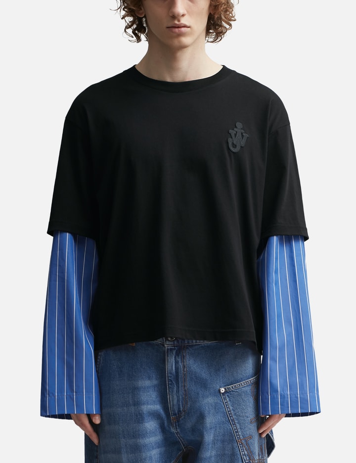 Shop Jw Anderson Anchor Layered Sleeve T-shirt In Black