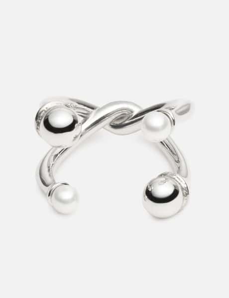 COLDFRAME Cold White And Silver Quadruple Open Ring
