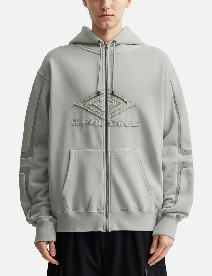 Boiler Room X Umbro Appliqué Zip Hoodie In Gray