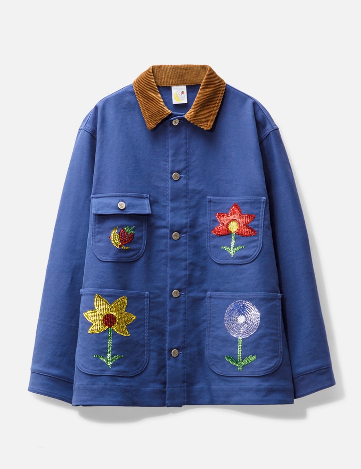 Sequin Embroidered Flowers Workwear Denim Chore Coat Placeholder Image