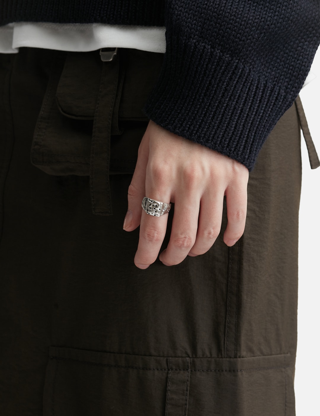 Matte Pinky Ring With Black Swarovski view 12