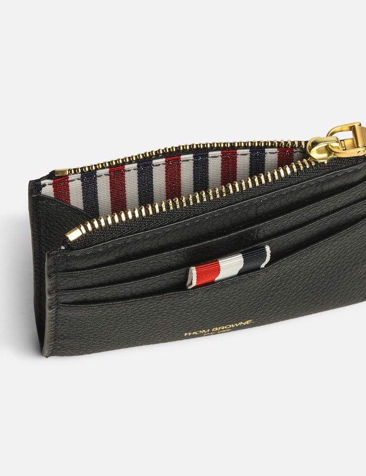Thom Browne Soft Pebble Grain Zip Top Card Holder