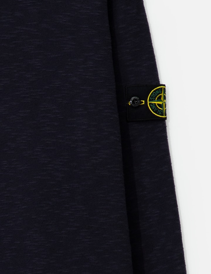 Stone Island Relaxed Fit Black Cotton Jersey Sweatshirt With Logo Patch In Blue