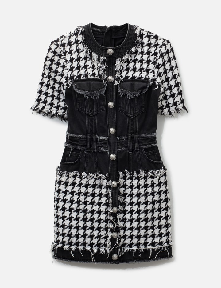 Balmain Houndstooth Tweed Denim Dress