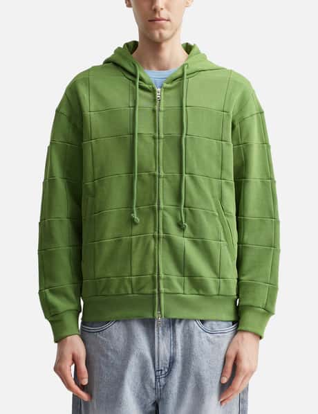 Green Patchwork Zip Up Hoodie view 11