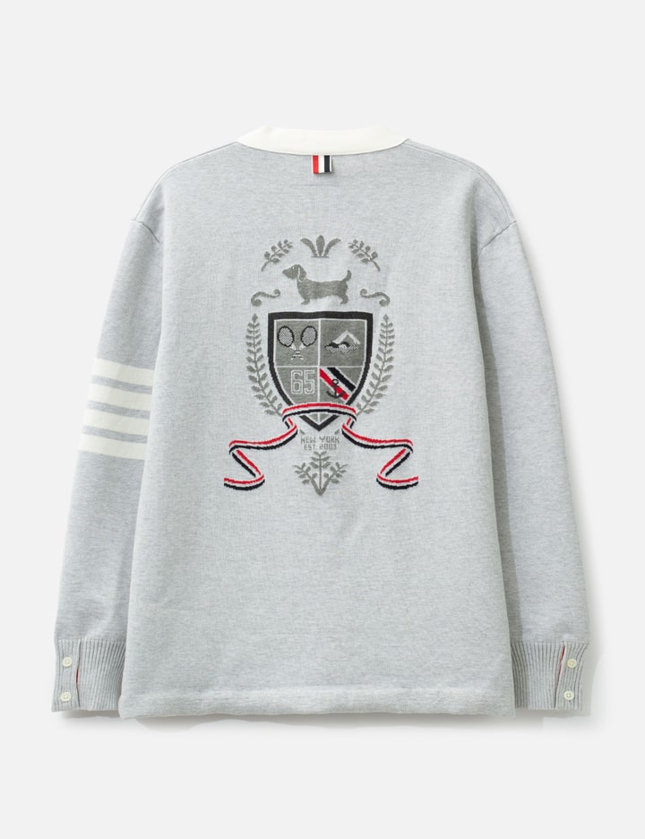 톰브라운 Crest Intarsia Jacquard 4-Bar Rugby Fit Cardigan