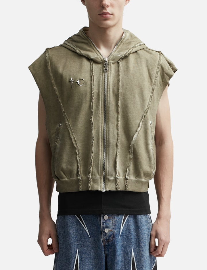 Shop Thug Club Gladiator Hooded Vest In Brown