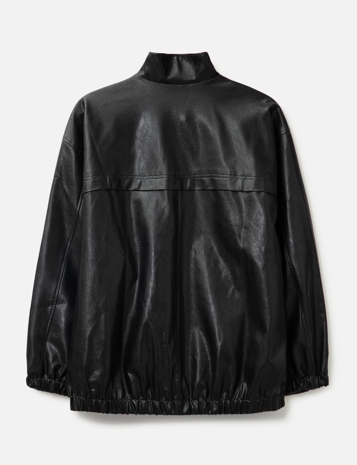 Black Synthetic Leather Oversized Team Jacket Placeholder Image