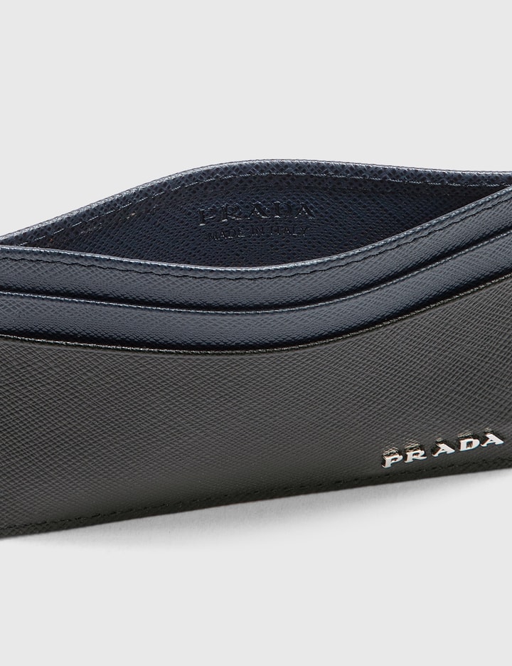 Shop PRADA Saffiano Plain Leather Folding Wallet Small Wallet Logo