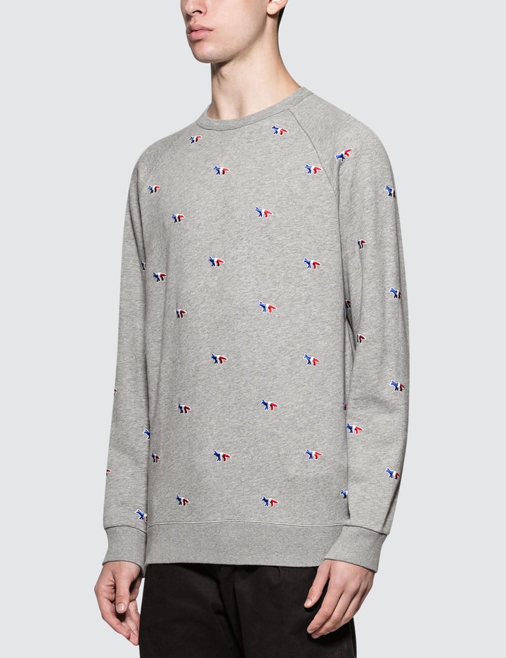 All-Over Tricolor Fox Embroidery Sweatshirt Placeholder Image