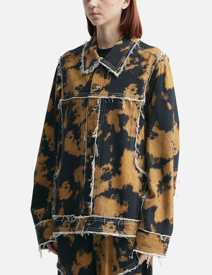 Dhruv Kapoor Bleached Effect Raw Edge Denim Jacket In Black