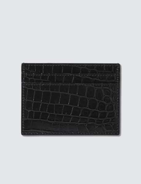 Saint Laurent Crocodile-Embossed Money Clip Wallet - Black for Men