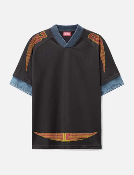Diesel Layered polo shirt in mesh and jersey