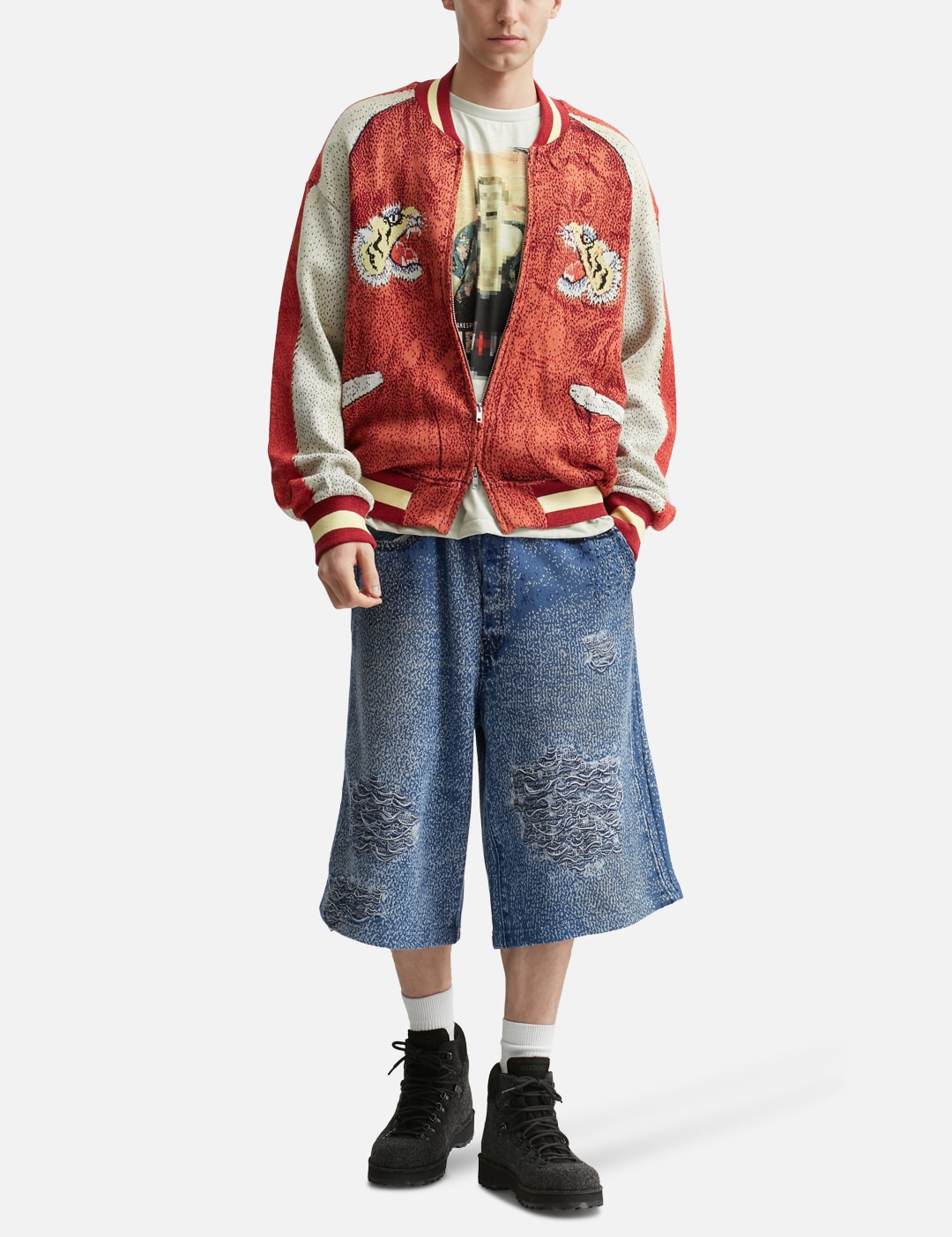 Knit Denim Baggy Shorts view 15