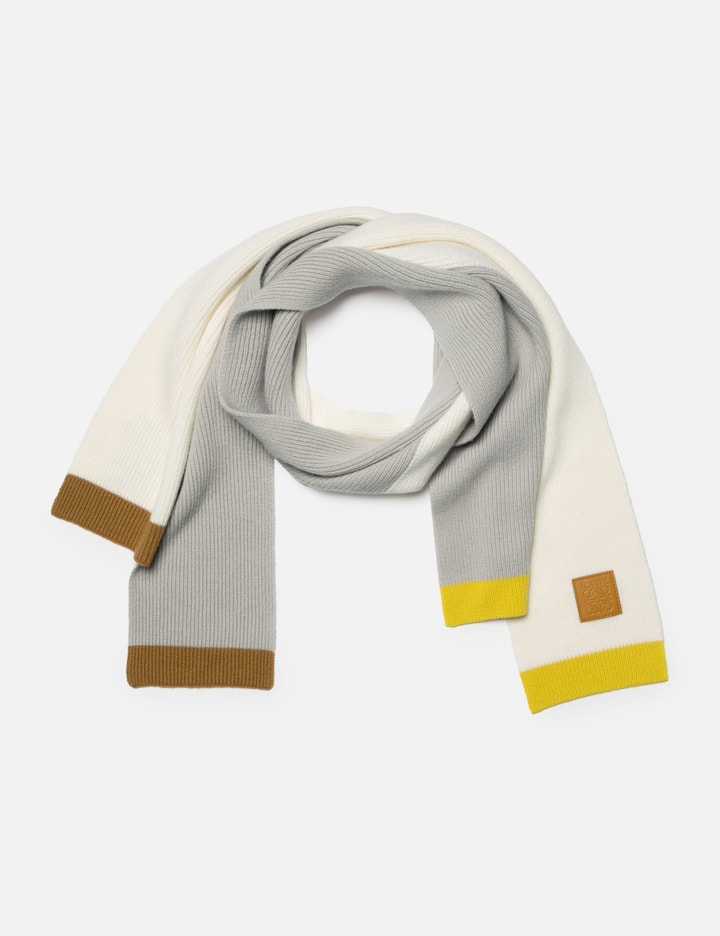 Loewe Asymmetrical Wool Scarf In Gray