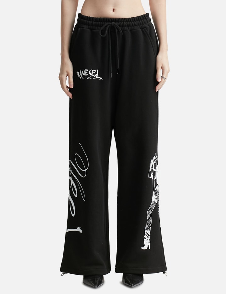 Cowgirl Print Wide Sweatpants Black Placeholder Image