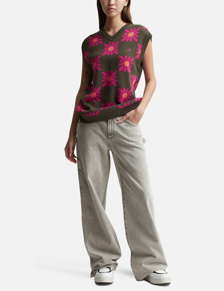 Checkered Floral Sweater Vest Placeholder Image