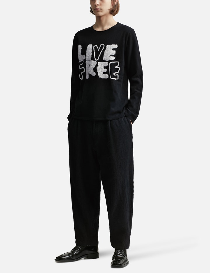 "LIVE FREE" Long Sleeve Knit Sweater Placeholder Image