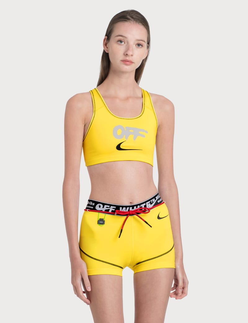 nike off white sports bra yellow