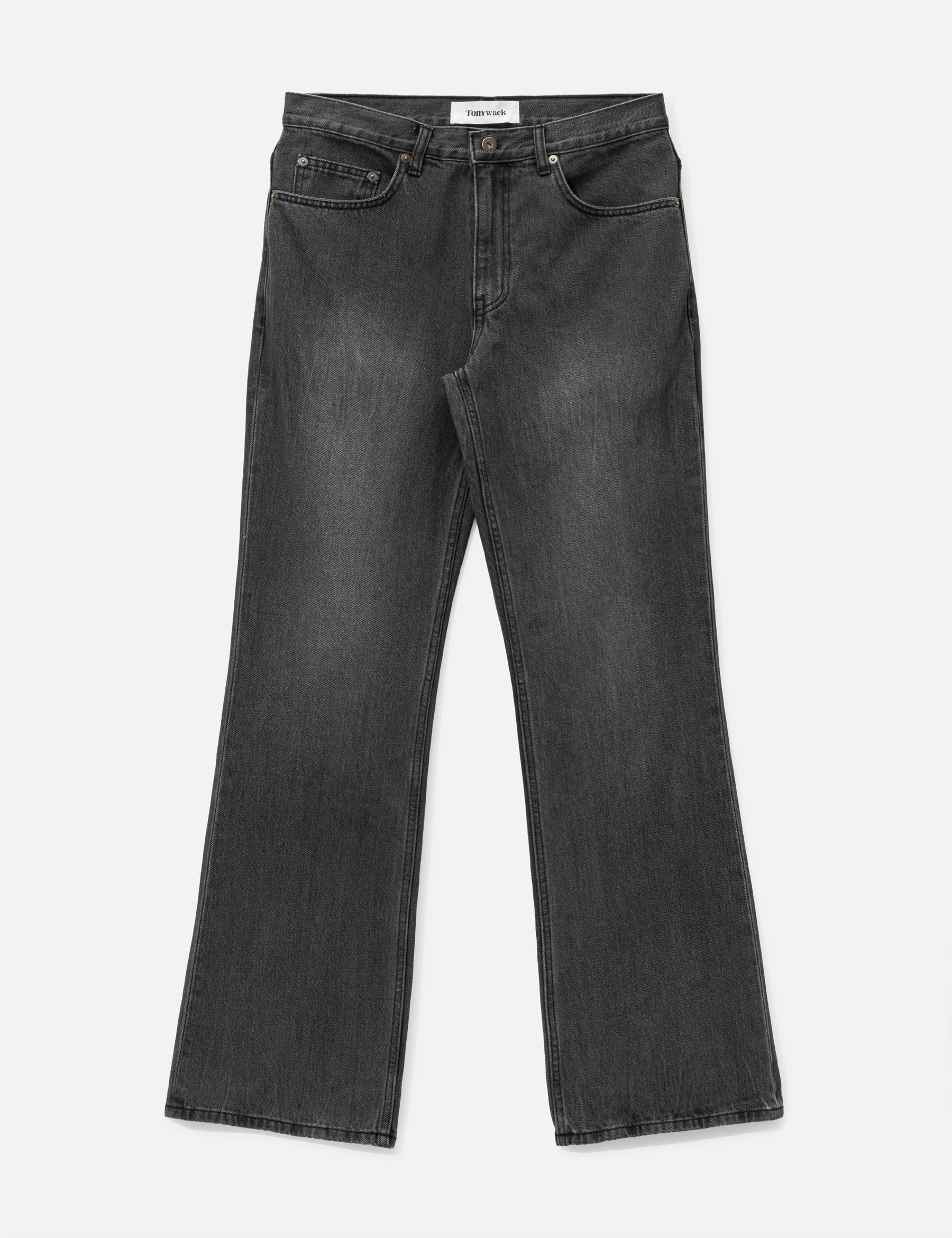 Flared-Leg Distressed Denim Jeans view 16