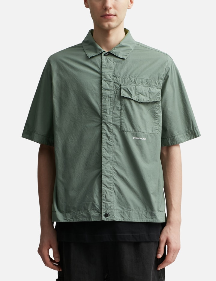 Shop Stone Island Comfort Fit Short-sleeve Overshirt In Green