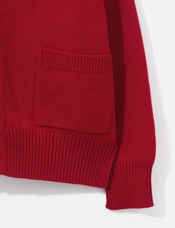 Ami Red Crewneck Wool Cardigan With Ami De Coeur