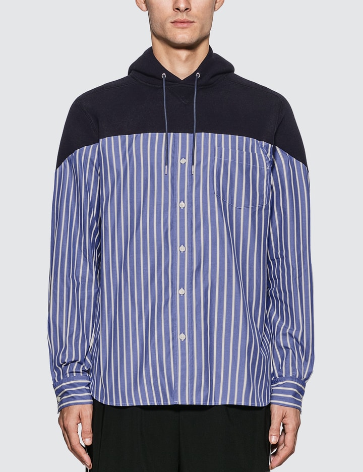 Striped Cotton Shirt Hoodie Placeholder Image
