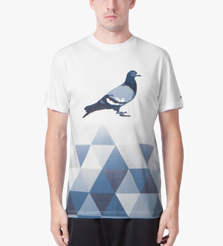 White/Navy Fractal Pigeon T-Shirt Placeholder Image