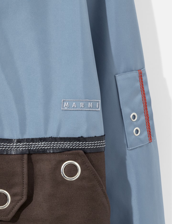 Marni Nylon Half-Zip Jacket With Fur Collar