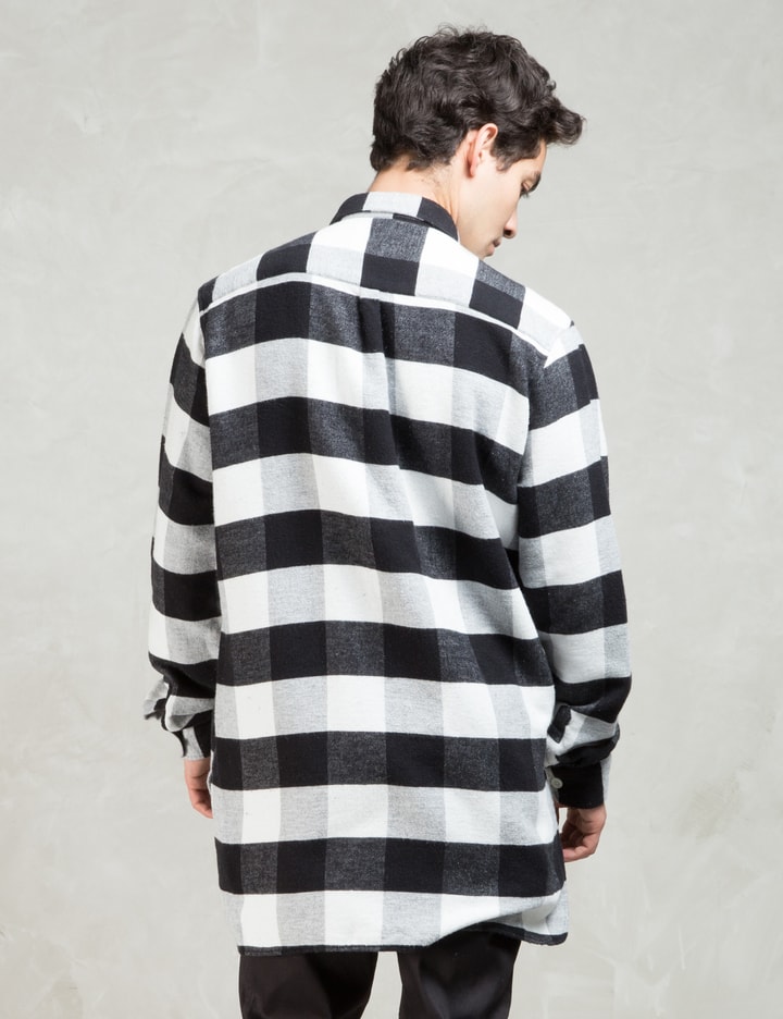 Black/white Flannel Plaid 2 Pocket Shirt Coat Placeholder Image