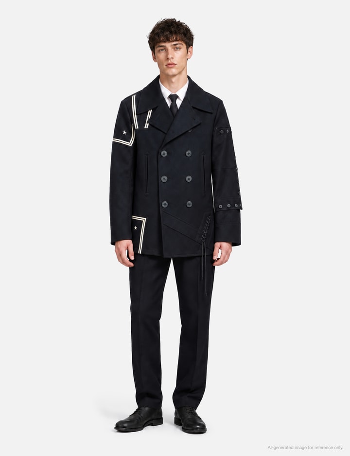 Junya Watanabe Man Junya Watanabe Man X Rebuild By Needles Irregular Patchwork Wool Navy Peacoat