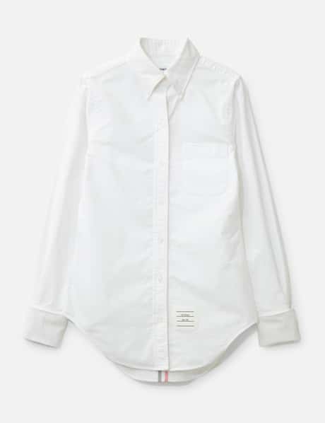 Thom Browne Button-Down Logo-Appliquéd Cotton Shirt