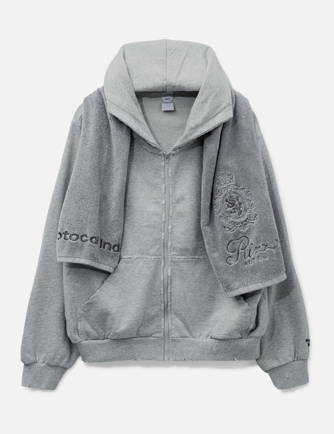 Protocol Index Terry Towel Zip Hoodie In Grey/灰色/그레이/グレー