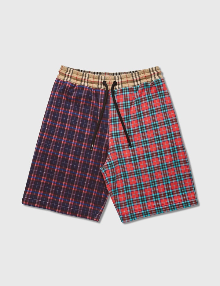 Patchwork Check Cotton Blend Drawcord Shorts Placeholder Image
