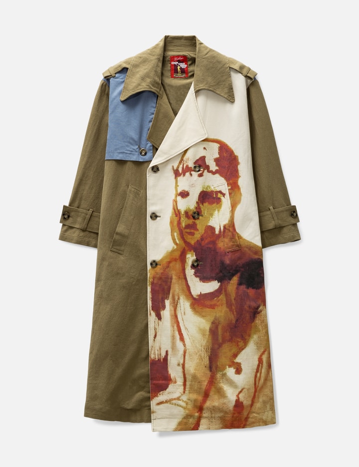 Kidsuper Painted Trench Coat In Brown