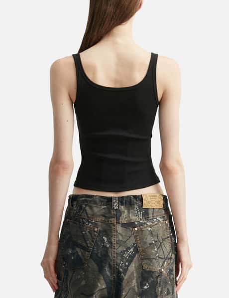 Black Tank Top With Metal Buckle Straps view 12