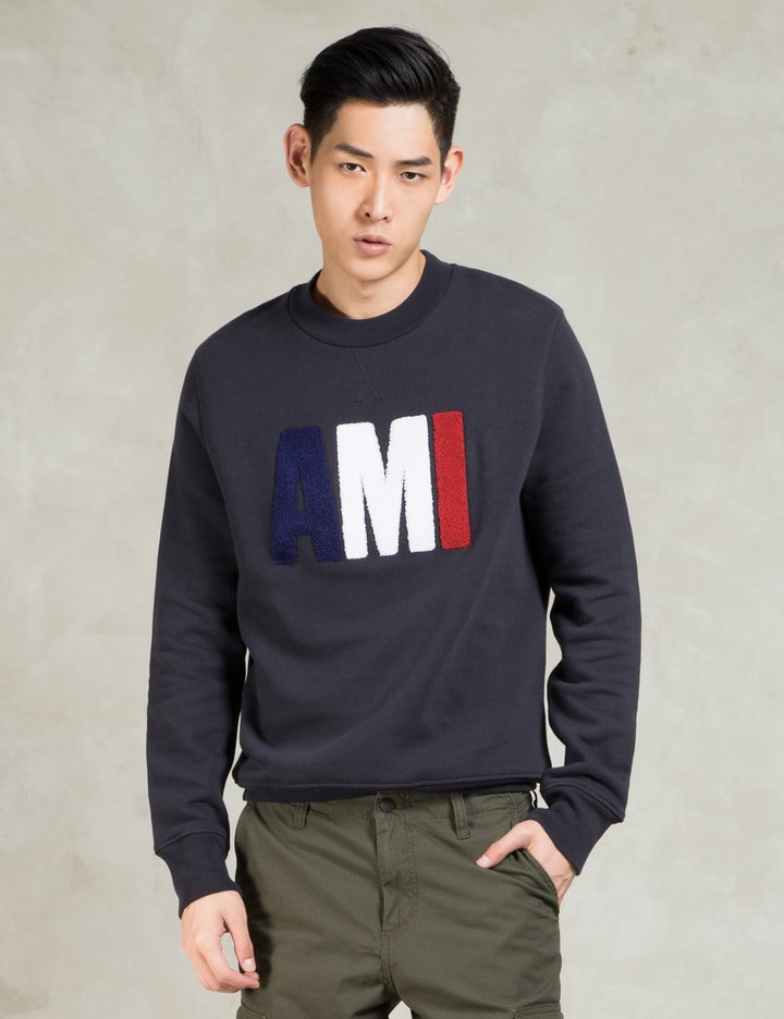 Navy Big AMI Crewneck Sweatshirt Placeholder Image