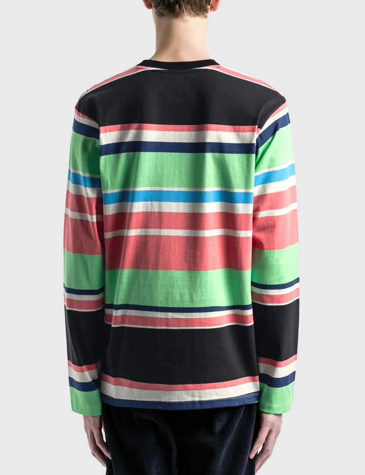 Embroidered Logo Striped Long Sleeve T-Shirt Placeholder Image