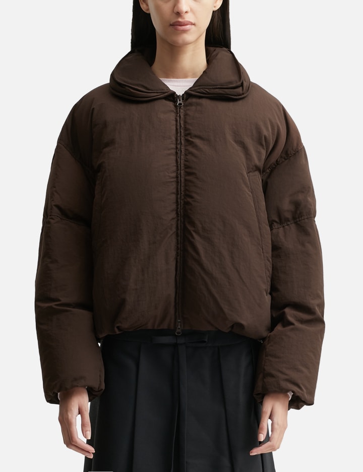 Anggae Wired Collar Puffer In Brown